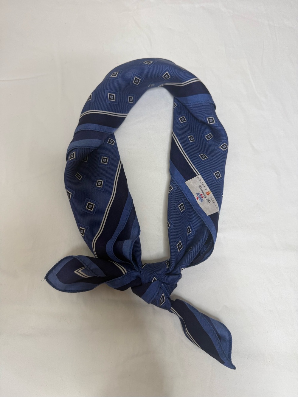 Audrey Talbott AMR 100% Silk Blue Airline Scarf